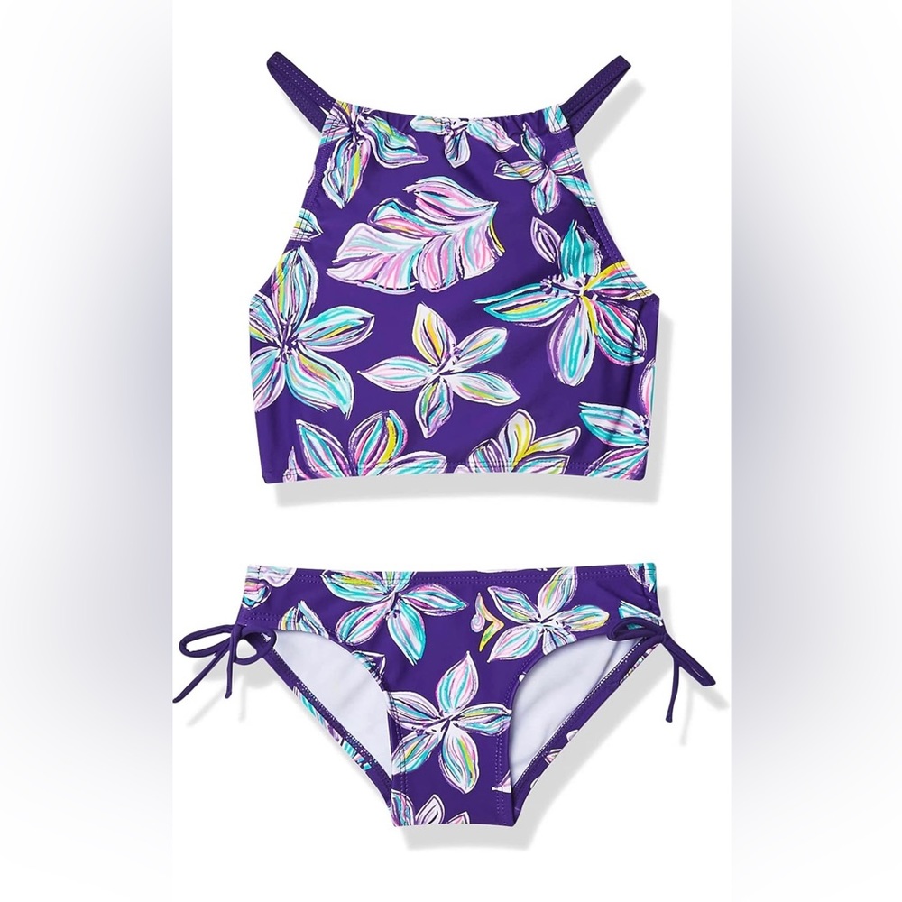 Kanu Surf Girls Beach Sport Halter Tankini 2-piece Swimsuit Size 14 NWT